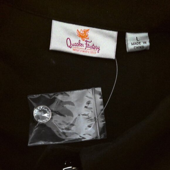 New Quacker Factory Black Denim Jacket Shirt Style Butterfly & Bling NWT Sz L - Picture 5 of 6